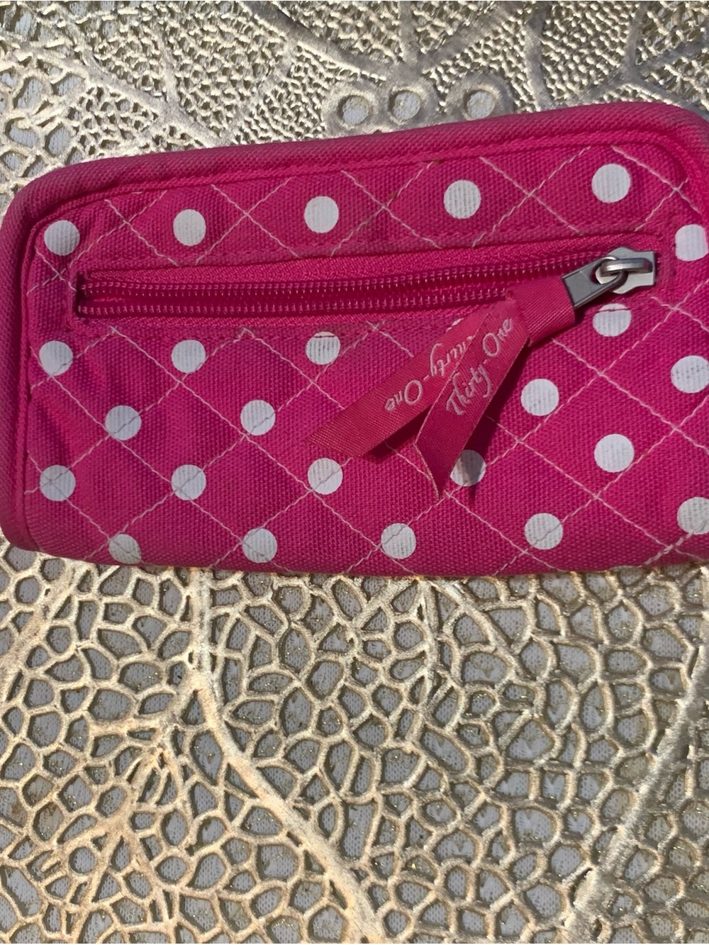 Thirty-One Bright Hot Pink polka dot girls wallet - Picture 4 of 4